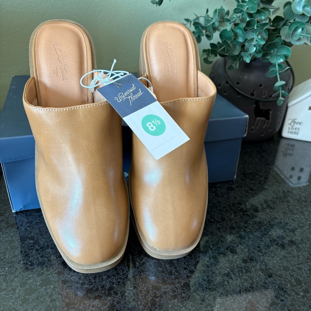 Universal Thread Cognac Leather Platform Mule Clo… - image 3